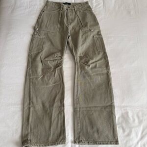 Lioness Olive Utility Wide-Leg Cargo Jeans